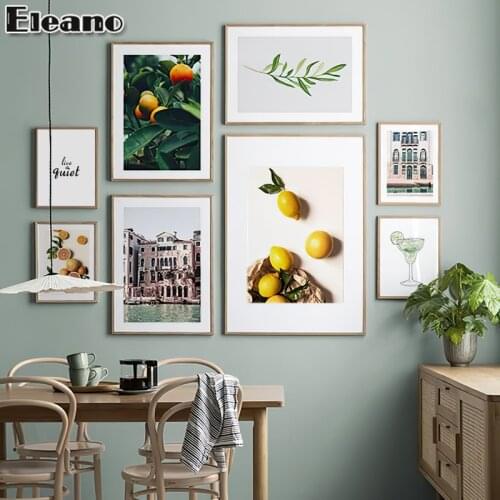 Orange Canvas Print Wine Glass Letter Poster and Prints HD Landscape Home Decor Painting Creativity Picture for Childrens Room