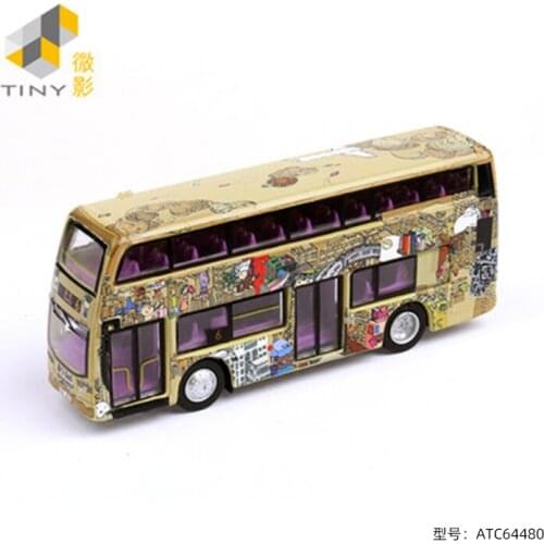 Tiny 1:110 Double decker art tour bus model car