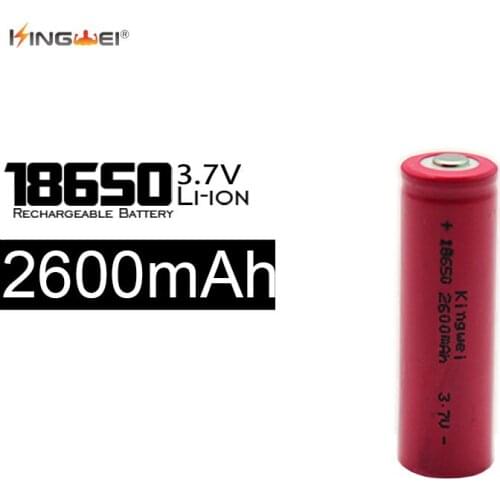 Real Capacity Pink 2600mah KingWei 18650 3.7v Li-ion Battery Rechargeable Lithium Batterie for Torch Flashlight