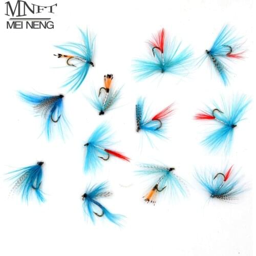 MNFT 10pcs 12# Blue Mosquito Nymph Mayfly Dry Fly Fishing Flies Trout Fishing Flies Wet Dry Hook