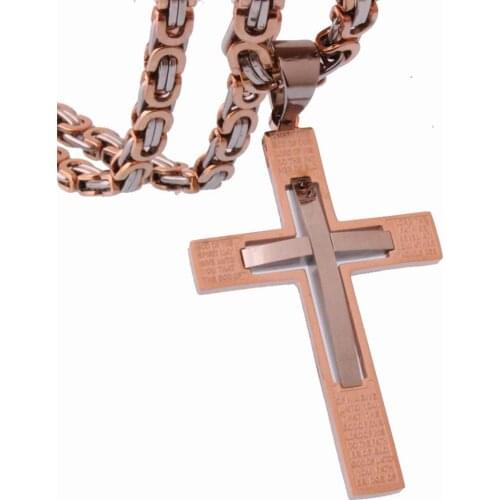 Mens Byzantine Chain Necklaces Stainless Steel Crucifix Cross Pendant Necklace JESUS Piece 18-36" Long Men Jewelry Gifts