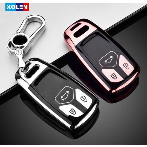 Soft TPU Car Remote Key Case Full Cover Holder For Audi A4 A4L A5 Q5 Q7 TT TTS B9 8S QT S5 S7 Car Smart Key Accessories Keychain