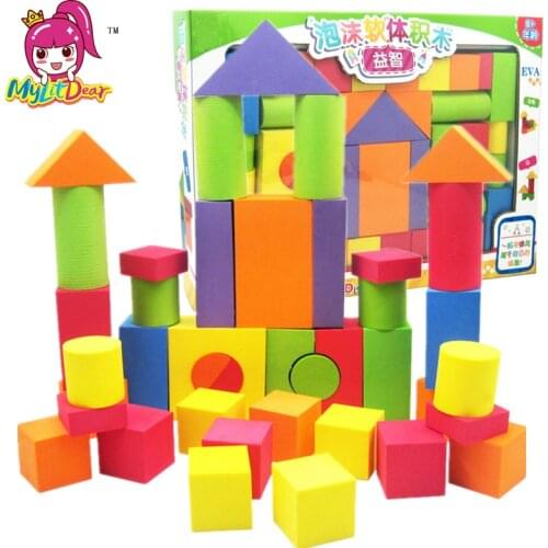 MylitDear EVA Safe Children Building Block Foam Construction Soft Bricks Toy Kid Zip Case 42 pcs Kids Intelligence Exercise