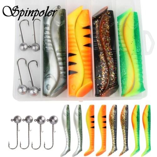 Spinpoler soft bait with jig head fishing lure set bass pike perch largemouth boat sea saltwater big game Artificial fishing