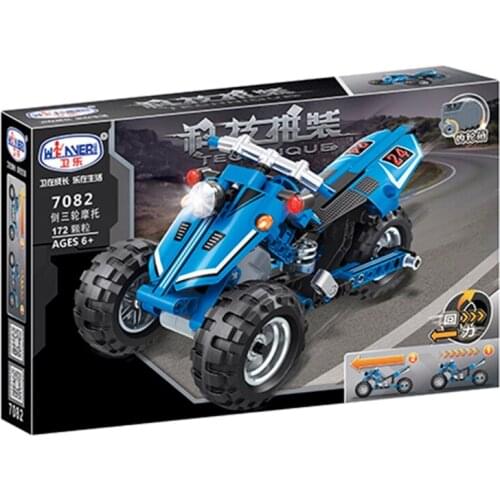 54DF Three-wheeled Scooter Assembly Kits, High-drilled Motorbikes Construction Particles Set for Motorcycle Lovers