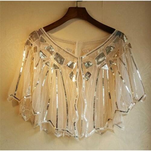 2019 Europe and America Lady Sequins Wrap Bolero Accessories Coat Elegant Women Hollow Out Shawl Capes Princess Tops Outwear 691
