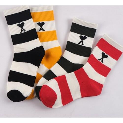 Crew Street Fashion Socks Stripe Love Peach Heart AD Bars Streak Stripes French High Grade Luxury Brand Avant Young Fashionable