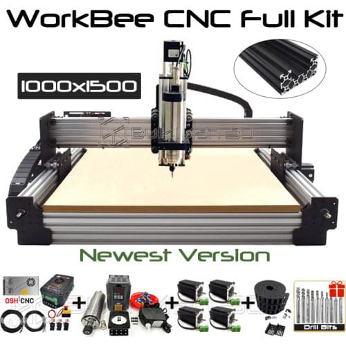 Newest Black 1015 WorkBee CNC Router Machine Full Kit with Tensioning System 4 Axis Screw Driven Milling Machine Complete Kit
