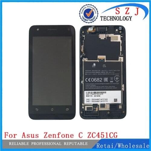 New For Asus Zenfone C ZC451CG Touch Screen Glass Digitizer LCD Display Assembly + Frame Free Shipping