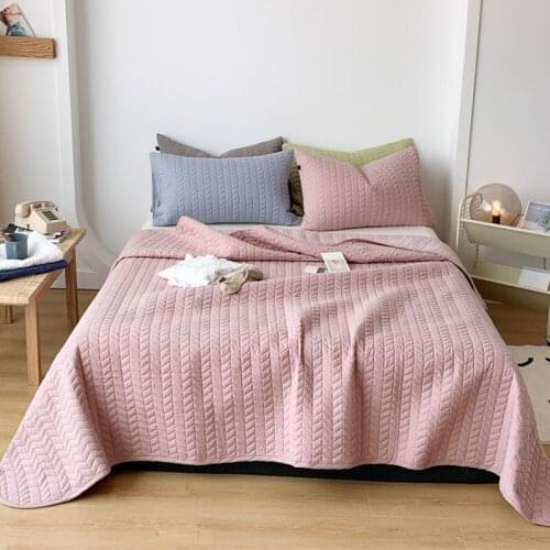 Korean Style Cotton Quilted Bedspread Set 3Pieces Solid King Patchwork Coverlet Summer Quilt Blanket Cubrecam Bed Cover Colcha