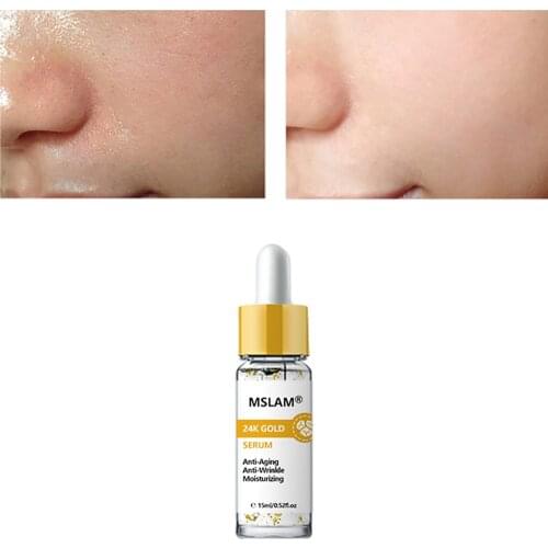 15ml 24K Gold Serum Face Whitening Hyaluronic Acid Strong Anti-wrinkle Moisturizer Brighten Skin Tone Skin Care Face Serum