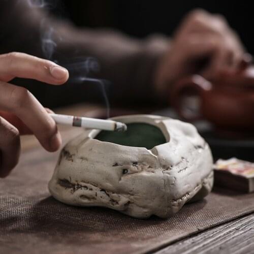 Creative ceramic ashtray stoneware imitation stone smoke extinguisher simple Chinese and Japanese convenient ash trough