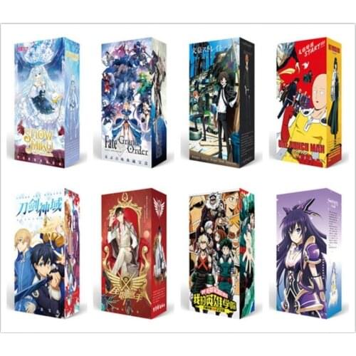 Anime lucky gift box stray dogs my hero academia sao date a live box with postcard bottle photo frame role cards gift