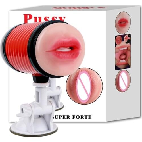 Realistic Vagina Oral Mouth Aircraft Pussy Adult Deep Throat Male Masturbator Cup Blow job Erotic hands free Sex Toys for Men