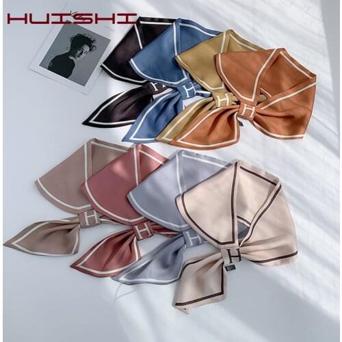 HUISHI Woman Scarf Neck Bag Strap Silk feeling Polyester Scarf New Arrivals Print Ribbon Scarfs Women Small Bag Ribbon Fashion