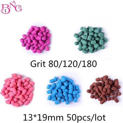 50pcs 13*19mm Nail Sanding Bands Nail Drill bit Grip Machine For Manicure Pedicure Nail Art Accessories PInk Blue Green