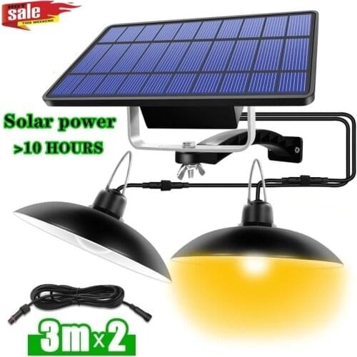 Solar Light LED Outdoor Luminaire Double/Singe Head Solar Pendant Light Outdoor Indoor Solar Lamp For Camping Garden Decoration