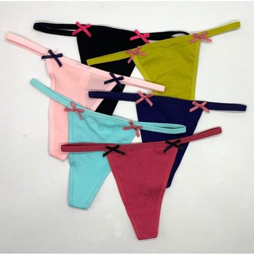 12 Pieces/Set Cotton Panties Women Underwear Sexy Thongs Soft Solid Color Pantys Female Underpants G-String Tanga Low Waist