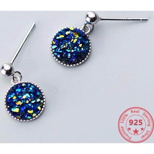 925 Sterling Silver New designer Beautiful Blue Crystal Stud earrings for Women Luxury Fashion Jewelry