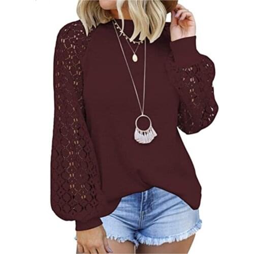 Ladies Long-sleeved Hollow Solid Color Loose Fashion Top Mature and Versatile Casual Style Shirts 2021 Casual for Women Tops