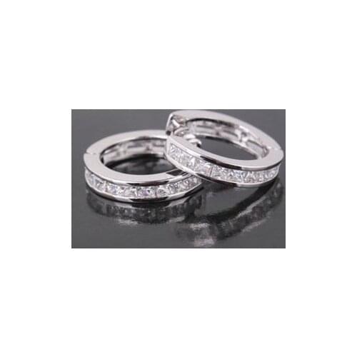 1 Pair CZ Small Round Hopp Earrings White Earrings Jewelry Women Fashion Jewelry 1Pair