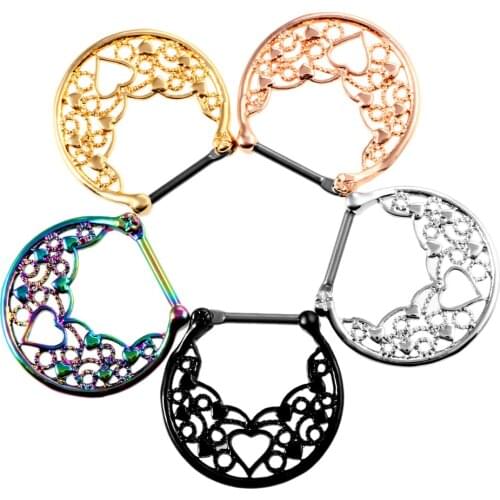 1PC G23 Titanium Shaft Steel Gold Septum Clicker Nose Ring Septo Piercings Nose Earrings Piercing Sexy Body Jewelry Piercings