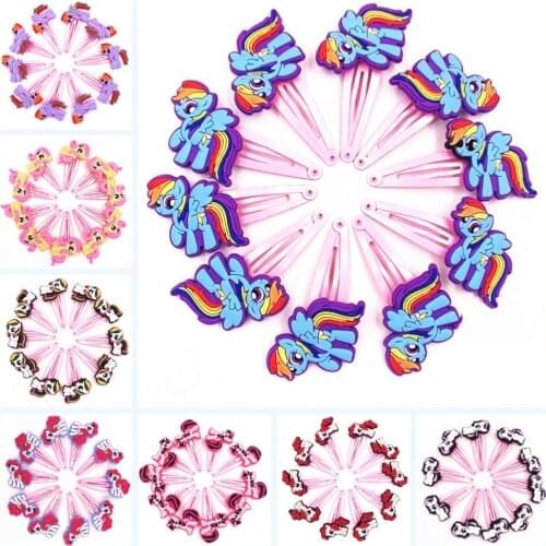 10Pcs Cute Cartoon Girls Hair Pins My Little Horse Hairpins Hair clip Barrettes Hair Accessories Kids Party Gift Hearwear