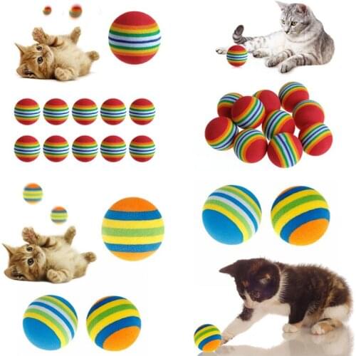 10 Pcs/Set Rainbow Ball Pet Toys Soft Interactive Cat Dog Puppy Kitten Play Funny Colorful Gifts Chew Balls Pets Products