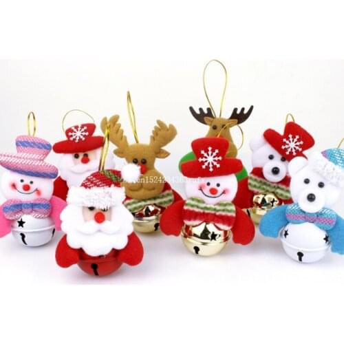 100pcs Christmas Tree Decoration Accessories Santa Claus Snowman Doll Pendant Christmas Supplies Bells Hanging Party Charm