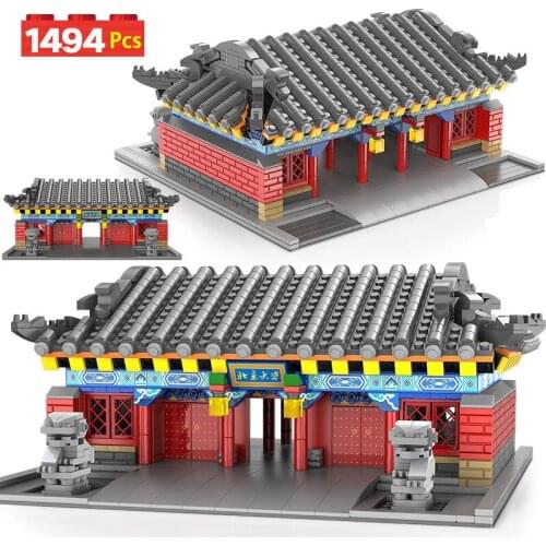 1494pcs City World Famous School Peking University Architecture Building Blocks College Gate Bricks Educational Toys For Kids