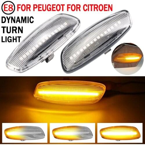 2pcs For Citroen C3 C4 C5 DS3 DS4 For Peugeot 207 308 3008 5008 RCZ LED Dynamic Side Marker Light Repeater Indicator Light