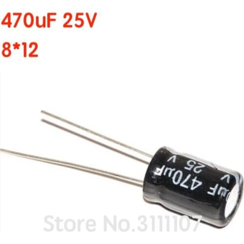 20PCS/LOT 470UF 25V 8*12 Aluminum electrolytic capacitor 8*12 Electrolytic Capacitor 25v 470uf