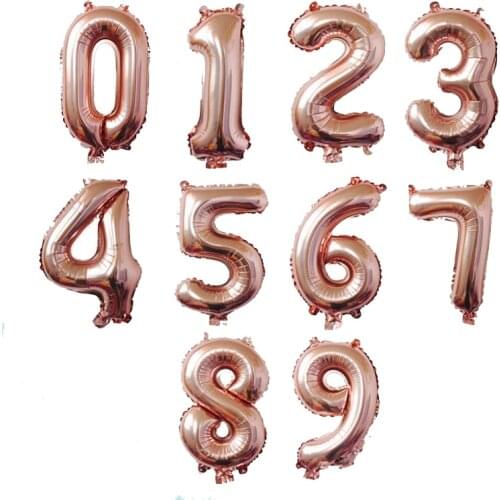 32 inch Rose Gold Number Foil Balloons Digit Air Ballons happy Birthday Balloons Wedding decorations Party Supplies