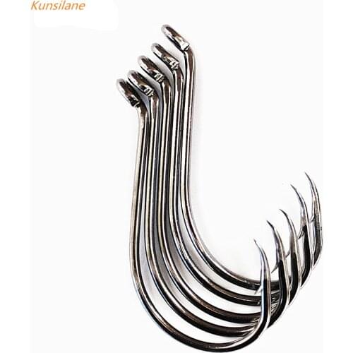 50pcs Fishing Hooks Black Offset Octopus Beak Bait Fishhooks Saltwater Hooks Fishing Tackle Accessories Size 1/0-8/0