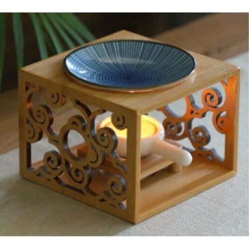 Bamboo Wood Hollow Fragrance Lamp Oil Furnace Aroma Burner/Candle Holder Candlestick Vase Romantic Crafts/Gifts Home Decoration
