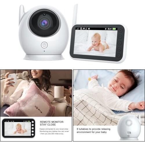 4.3 Inch Wireless Video Baby Monitor WiFi Camera Indoor 360-Degree 8 Lullabies for Parents Temperature Monitor Motion Tracking