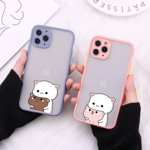 Cute Lovely Cat Phone Case for iPhone 12 11 Pro Max 12 Mini X XS Max XR 8 7 6 6s Plus Hard Matte Back Cover