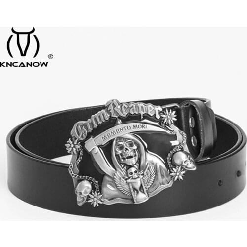 Designer Belts Men High Quality Famou Luxury Brand Casual Grim Reaper Skull Buckle Ceinture Homme Cowskin Waistband Waist Strap