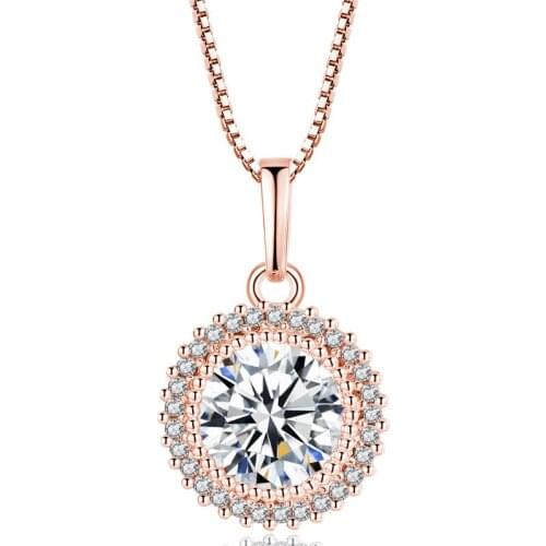 Elegant round zircon necklace CZ pendant female necklace choker gift shiny pretty