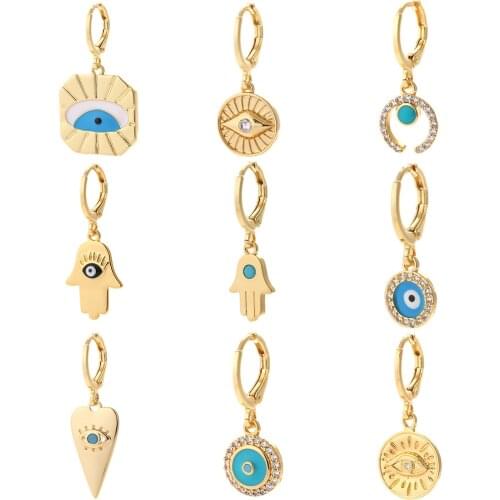 Eye Charms for jewelry making earrings Golden Cute charms Copper inlaid zircon mysterious diy earrings chamrs 2021