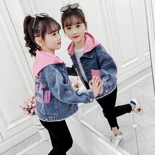 Kidswant Girls Denim Coats New Spring Kids Jackets Clothes Hooded Coat Children Jeans Jackets Clothing For 3-12 Years
