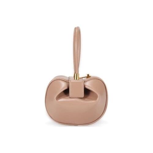 Coated Cowhide Leather Bag Vintage Pillow Box Barrel Round Small Handbags Clutches Evening Wrist Bags Women Fashional