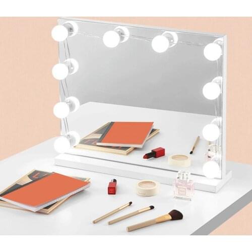 1 Set Self-adhesive Makeup Light Uniform Light ABS 9 Levels Brightness DIY LED Vanity Mirror Fill Lamp for Home