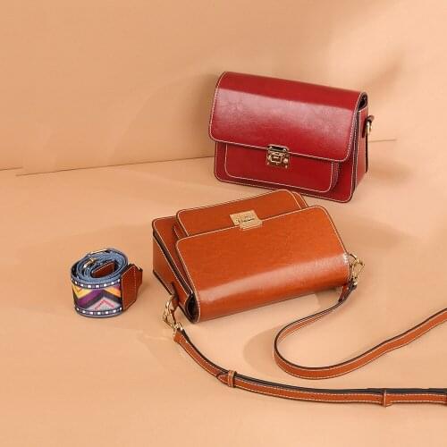 Small Single Shoulder Bag Women Cow Split Leather Women Fashion Message Crossbody Bag