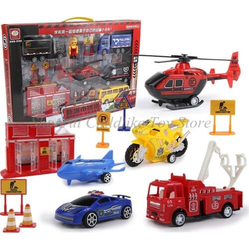 1:48 Scale Childrens Toy Project Fire-fighting Military Sanitation Police Car Set Boys and Children Gift Engineering Car