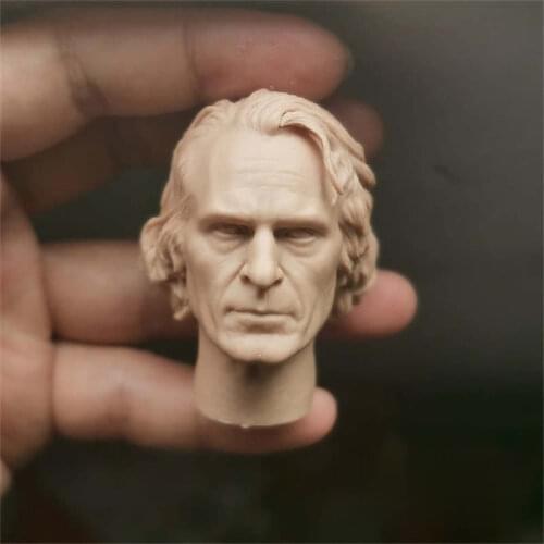 Unpainted 1/6 Scale Joaquin Phoenix Joker Head Sculpt Model For Action Figure Dolls Soldier Accessories Painting Exercise No.172