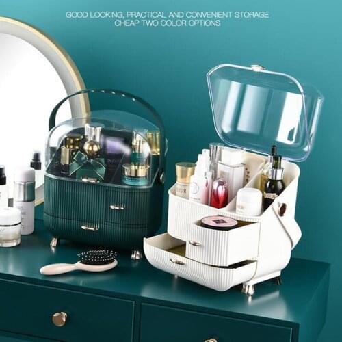 Makeup Organizer Cosmetic Storage Box Portable Storage Box Makeup Brush Lipstick Holder High Capacity Drawer Type Dust-proof