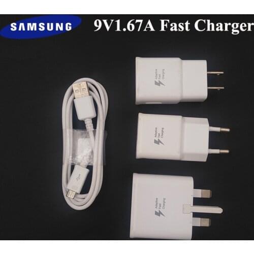 Samsung Original 9V1.67A Fast Charger EU/US/UK Plug Charger Adapter 100/150CM Micro Cable For S7 S6 Edge Plus J3 J5 J7 A3 A5 A10
