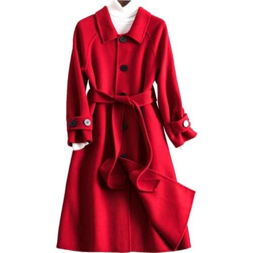 Casaco Feminino 2021 Spring Autumn Women Woolen Coat Elegant Lady Long Woolen Coat Design Winter Warm Double-sided Cashmere Coat