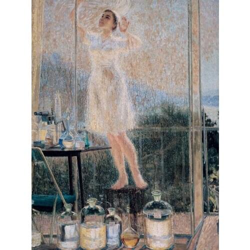 Scenery canvas prints impressionism modern Chinese artist poster figurative picture modern decoration art woman cleaning window